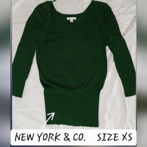 Women's emerald green square neck pull-over sweater